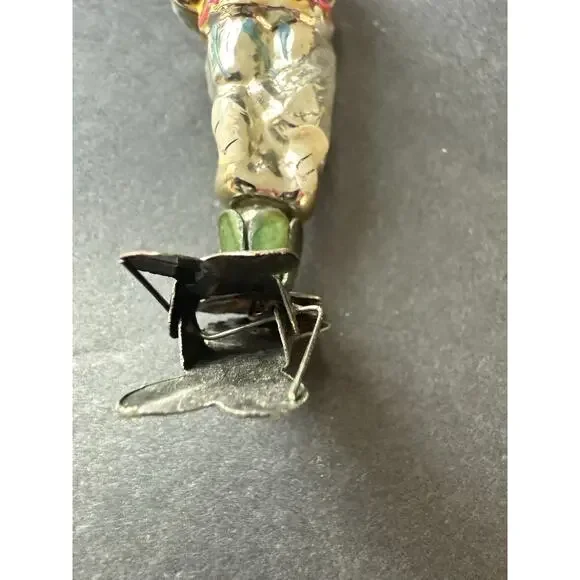 Antique USSR Soviet Fisherman Seine Mercury Glass Clip On Christmas Ornament